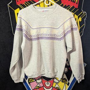 Vintage 90s Hanes Alaska Polar Bear Gray Sweatshirt size Medium